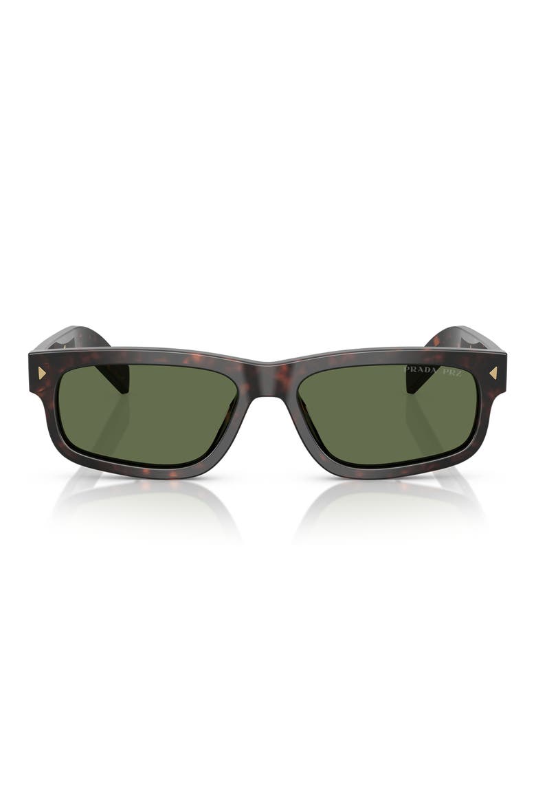57mm Polarized Rectangular Sunglasses, Main, color, BROWN TORTOISE