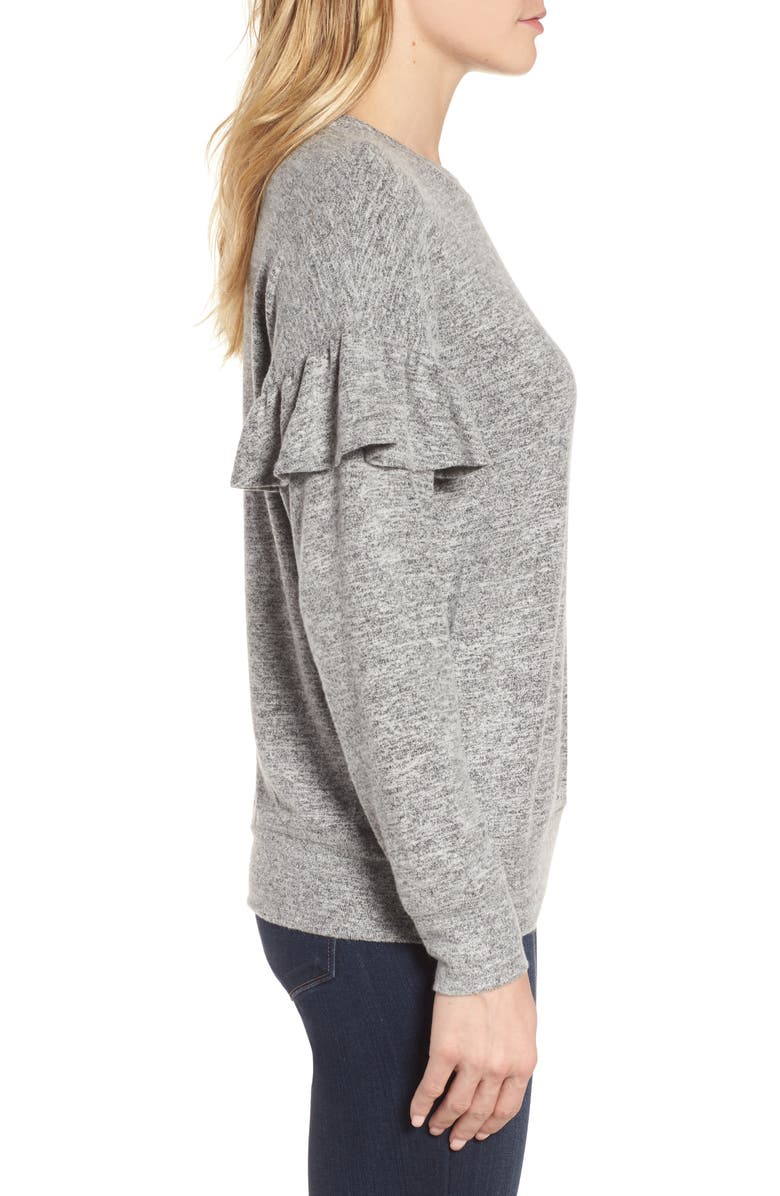 Bobeau Ruffle Sleeve Sweatshirt, Alternate, color, 