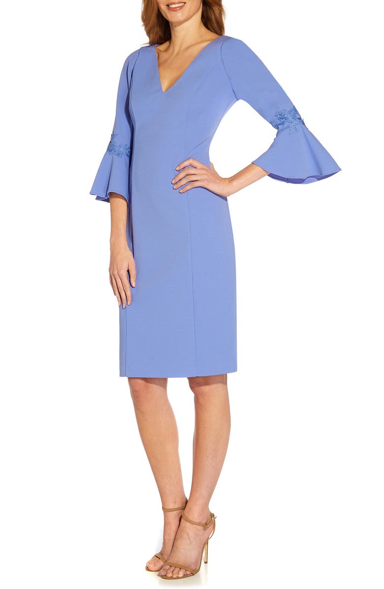 Adrianna Papell Bell Sleeve Sheath Dress, Alternate, color, 