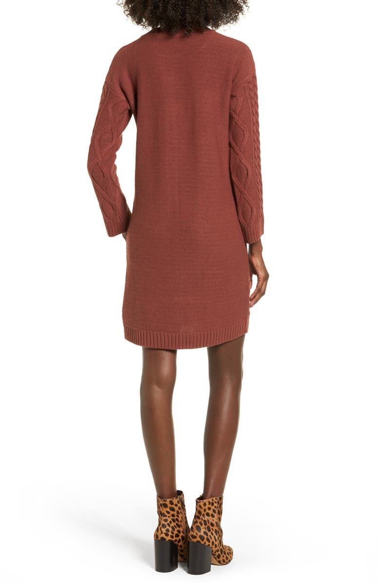 Cotton Emporium Cable Knit Sweater Dress, Alternate, color, 