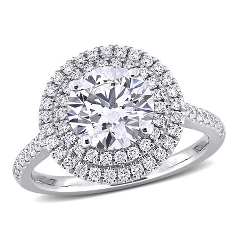 2-1/2 CTW Lab-Grown Diamond Halo Ring 14k
