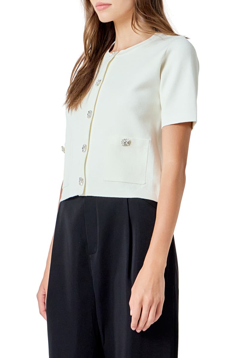 Endless Rose Short Sleeve Cardigan, Alternate, color, Cream