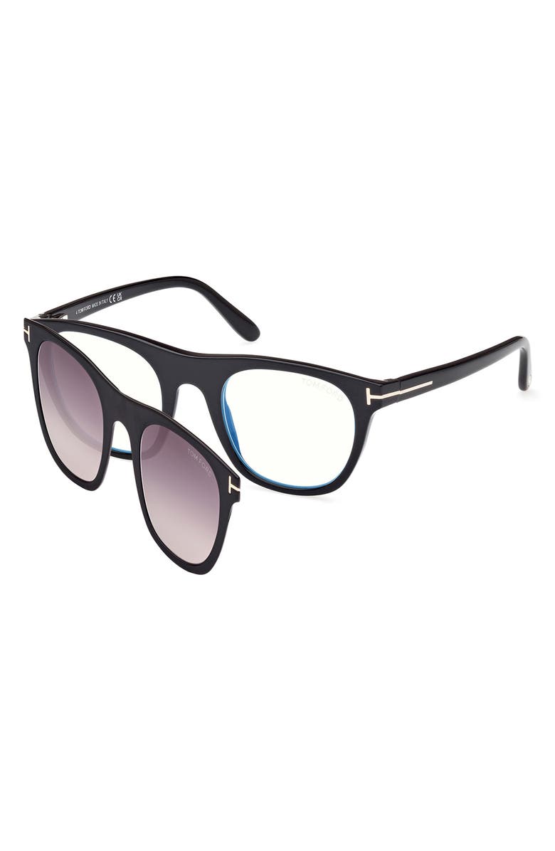 TOM FORD 51mm Square Blue Light Blocking Optical Glasses, Alternate, color, 