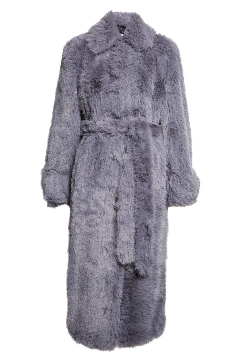 Hana Faux Fur Coat, Alternate, color, DOVE BLUE