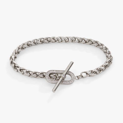 Alex And Ani Pave Toggle Chain Bracelet In Silver
