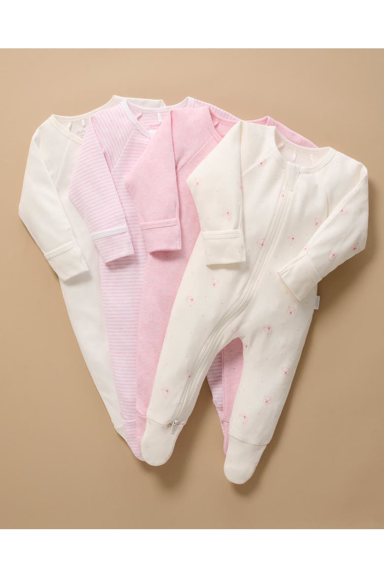 4 Pack Zip Footie Girls, Alternate, color, Pale Pink Bear Pack