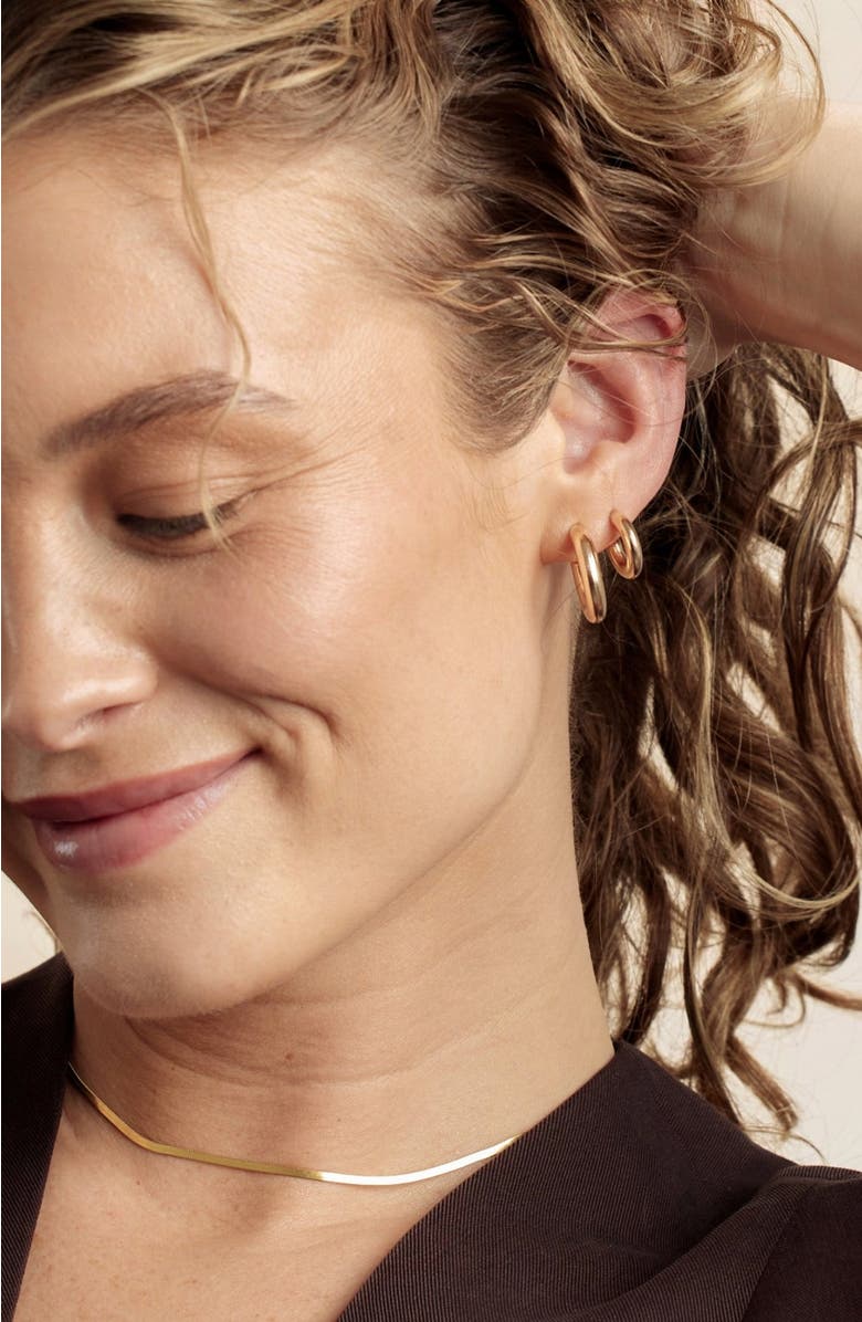 MADE BY MARY Gloss Hoop Earrings, Alternate, color, Silver