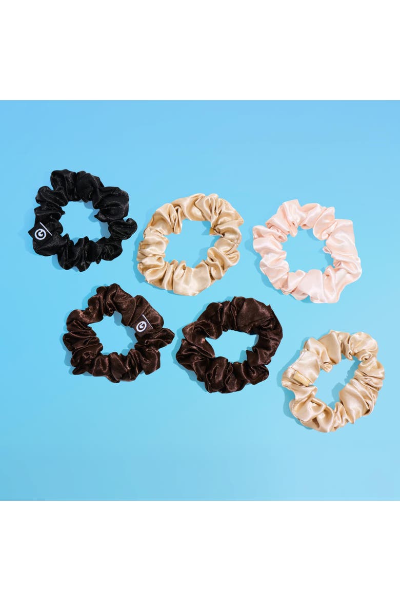 Medium Satin Scunchies, Alternate, color, Black