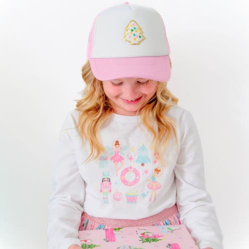 Sweet Wink Pastel Christmas Tree Patch Trucker Hat In Pink/white