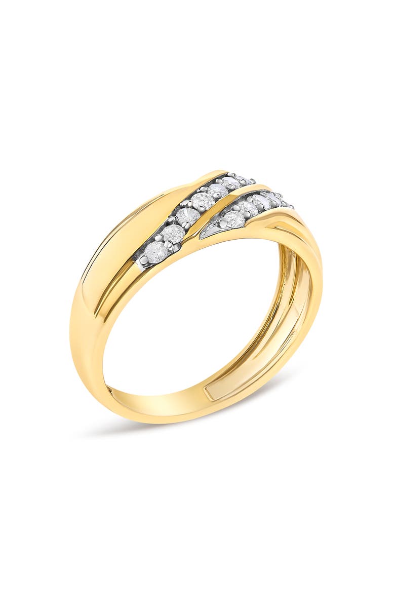 Haus of Brilliance Men's 14K Yellow Gold Plated Sterling Silver 3/8 Cttw Diamond Crossover Band Ring, Alternate, color, Yellow Gold Over Silver