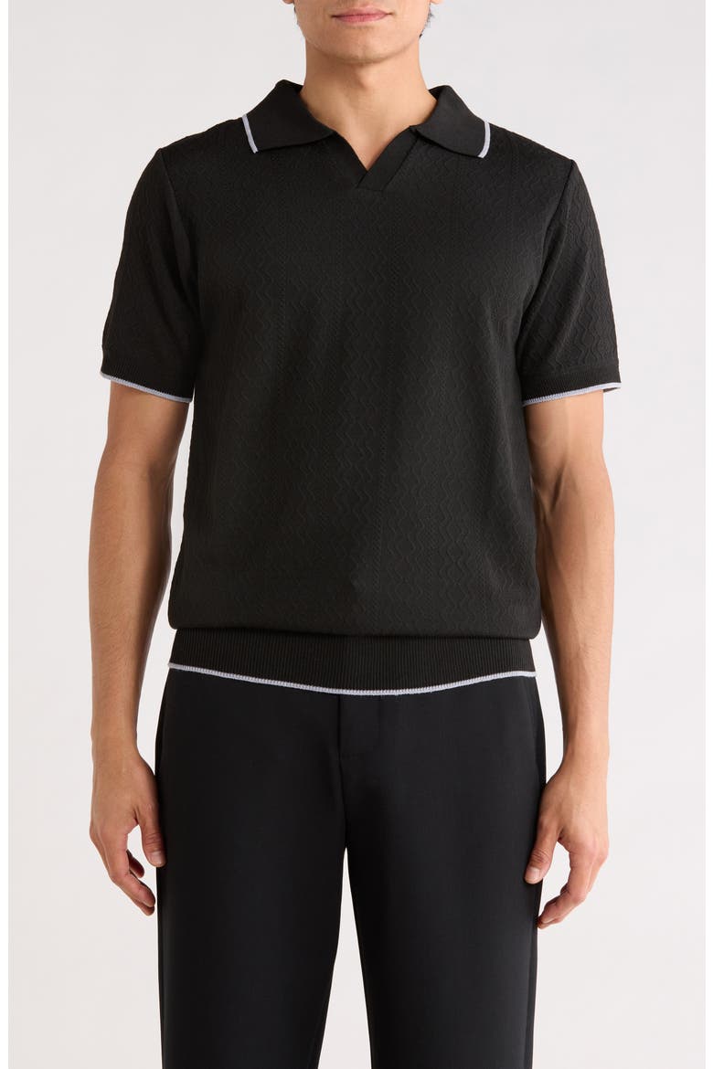 Johnny Collar Knit Polo Sweater, Main, color, BLACK