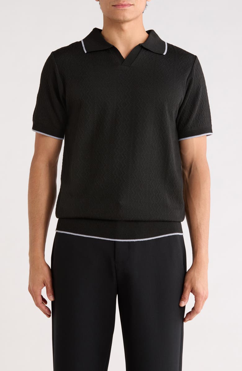 TOM BAINE Johnny Collar Knit Polo Sweater, Main, color, Black