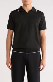 TOM BAINE Johnny Collar Knit Polo Sweater