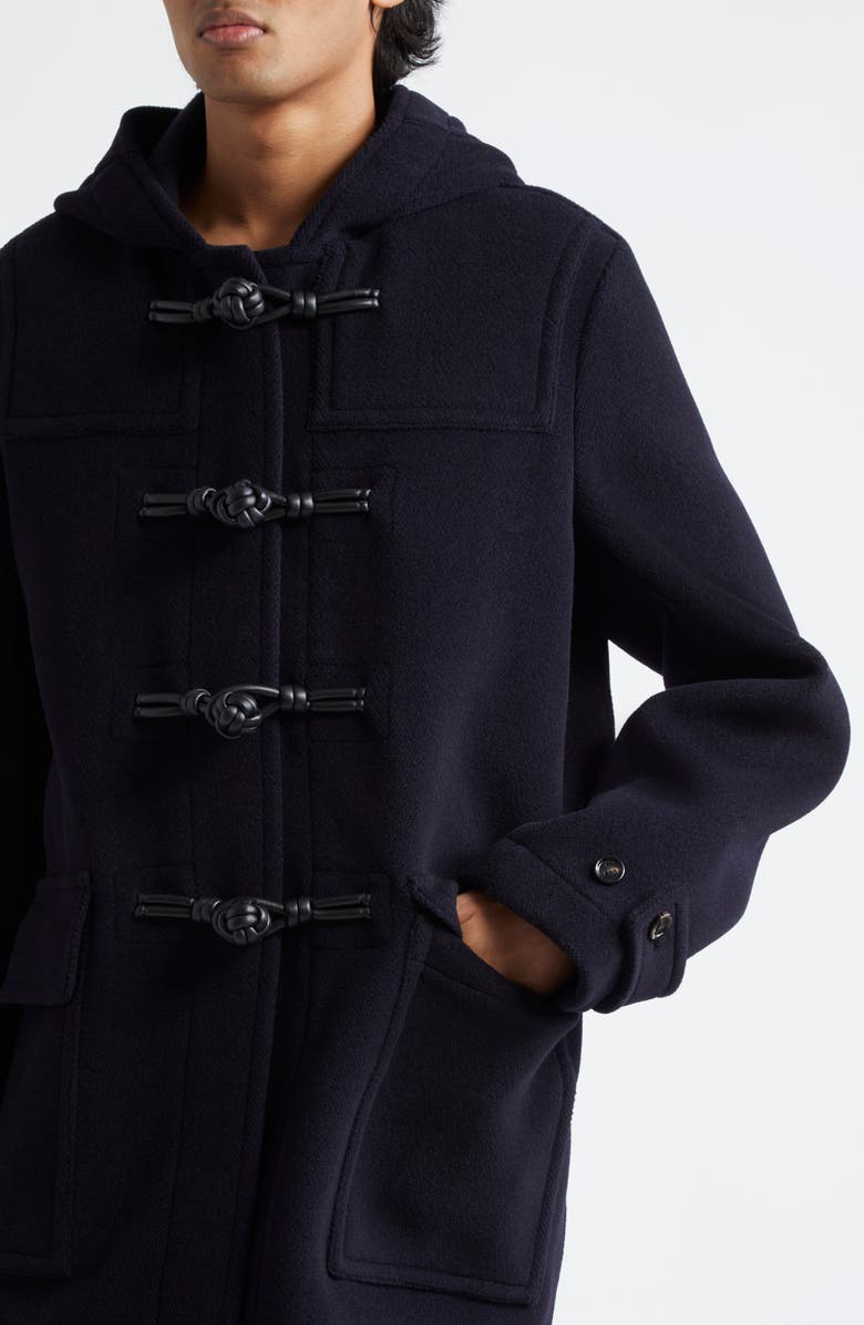Bottega Veneta Hooded Wool Duffle Coat, Alternate, color, 4003 Navy