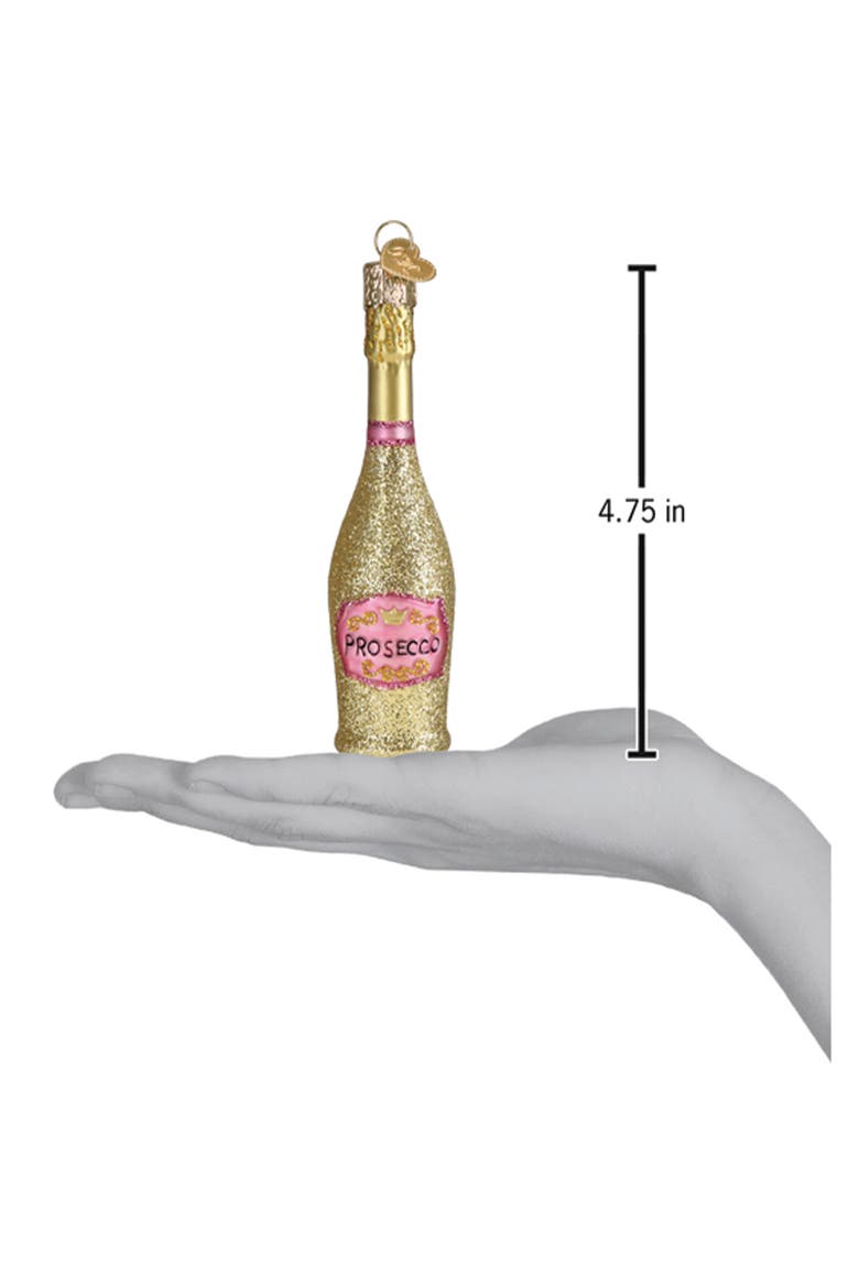Prosecco Bottle Christmas Ornament, Alternate, color, GOLD