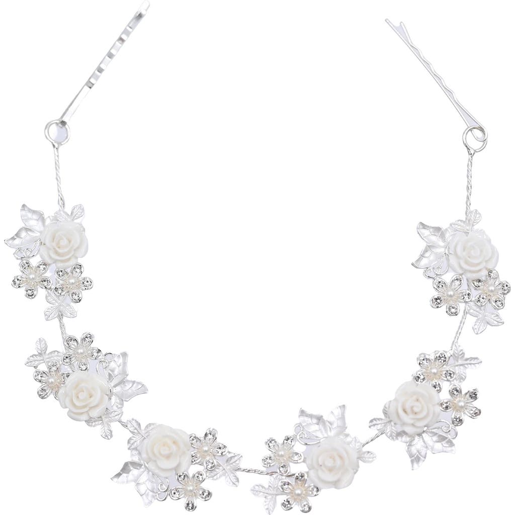 Tulleen Rhinestone Floral Garland Hair Vine In Silver