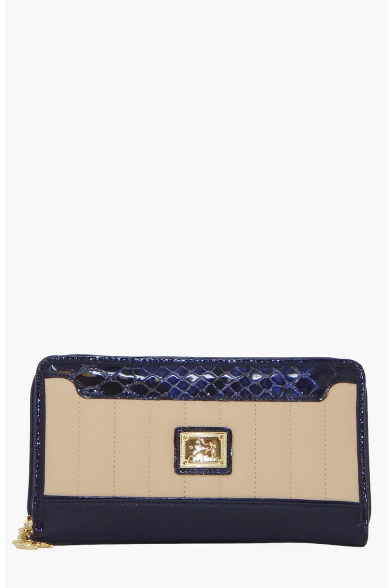 Grace Wristlet Wallet 213, Main, color, Navy / Beige