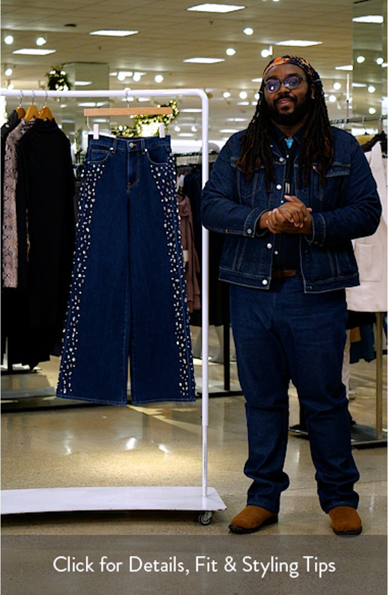 Kasey Embellished Wide Leg Jeans, sales video thumbnail