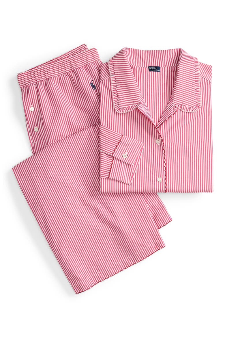 Stitched Long Pajamas, Alternate, color, COLLEGE PINK STRIPE