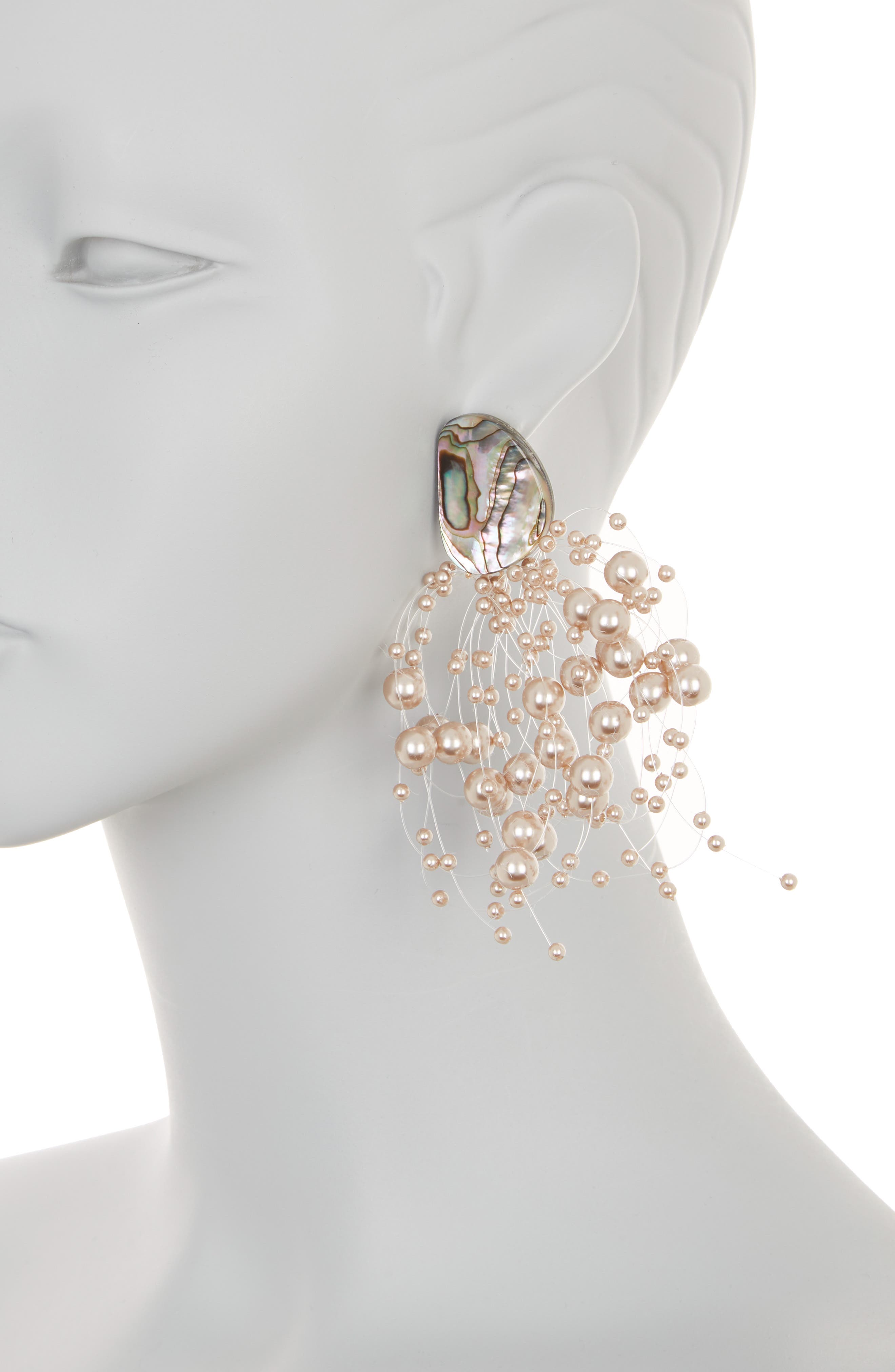 Nakamol Chicago Raining Imitation Pearl Fringe & Abalone Drop Earrings ...