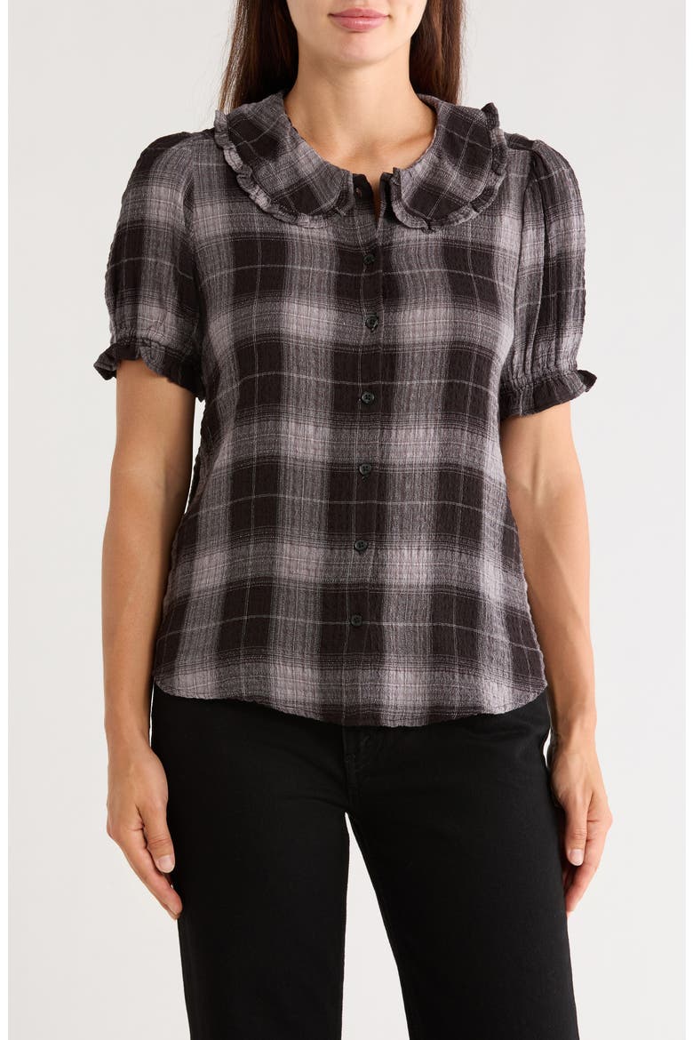 Plaid Peter Pan Collar Shirt, Main, color, STUDY ROOM