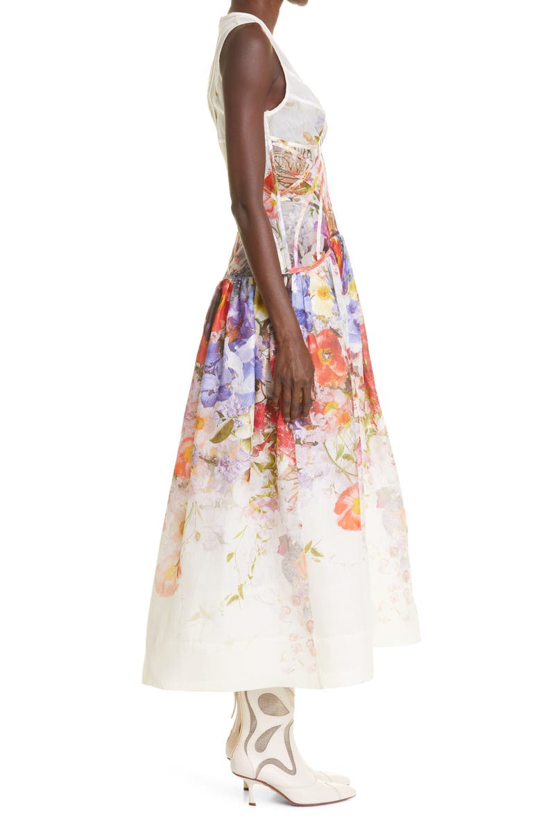 Zimmermann Prima Floral Paneled Midi Dress, Alternate, color, 