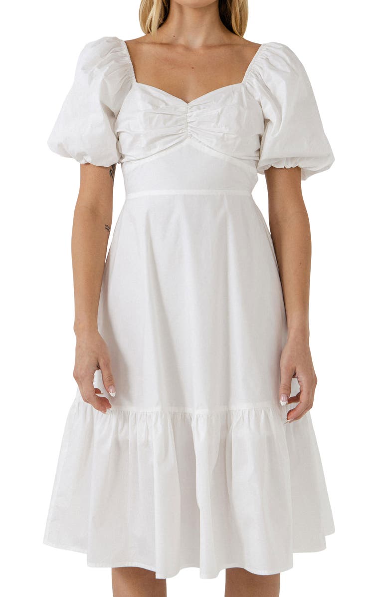 English Factory Puff Sleeve Cotton Dress, Alternate, color,