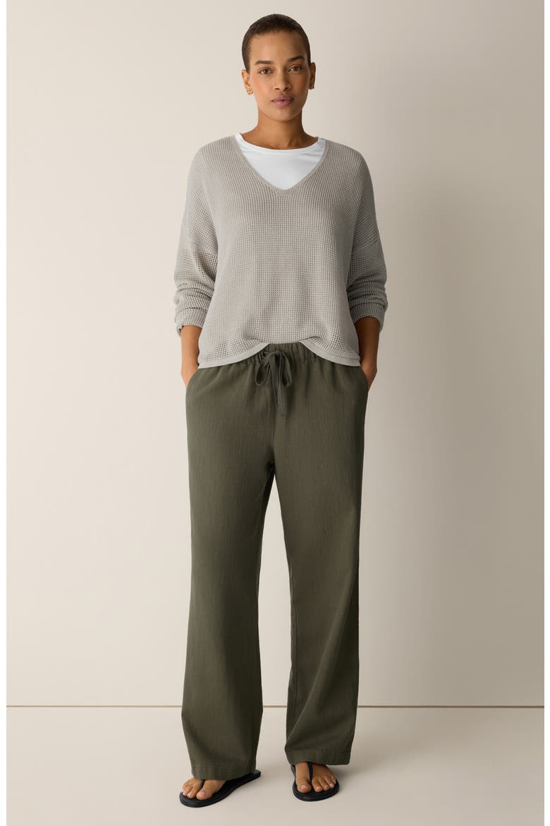 V-Neck Open Knit Sweater, Alternate, color, CHALK
