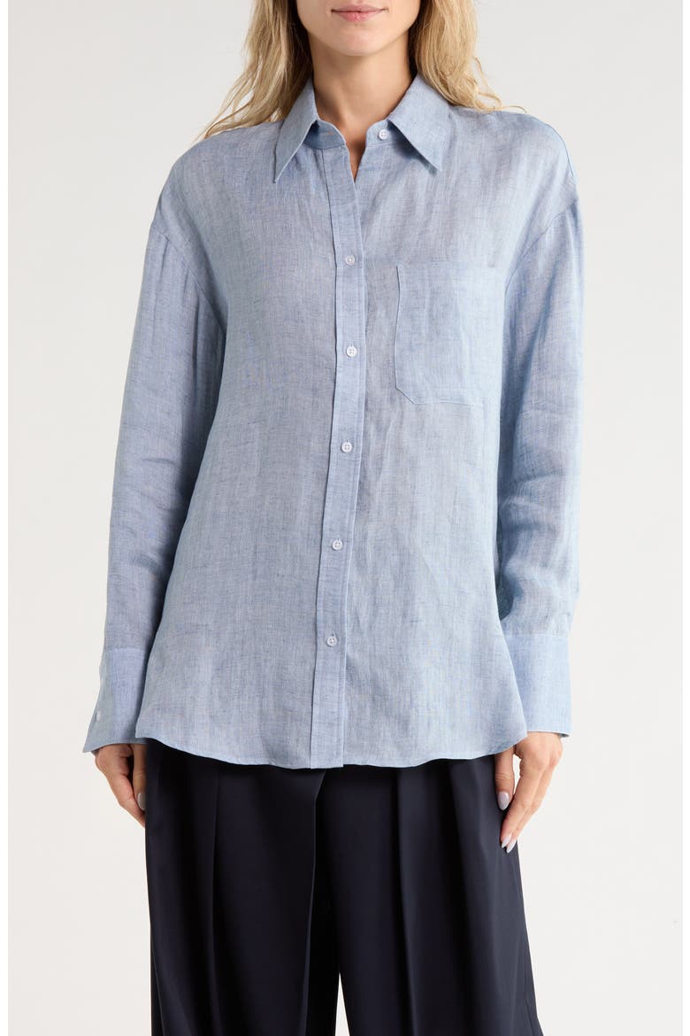 Big Joe Hemp Button-Up Shirt, Main, color, LIGHT INDIGO