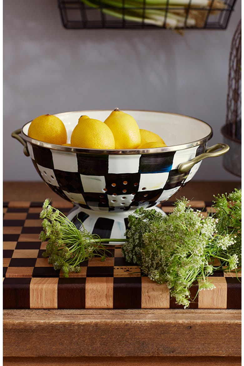 Courtly Check Large Colander, Alternate, color, BLACK/ WHITE