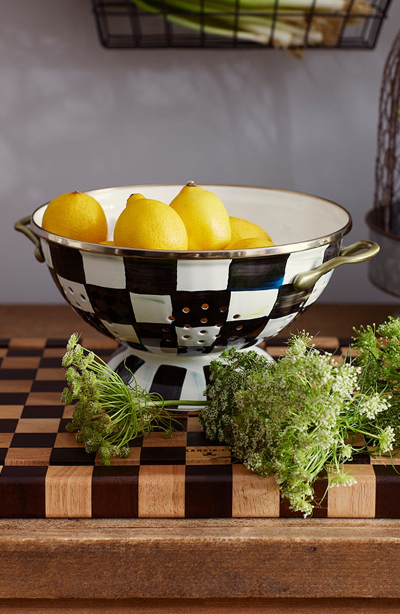 MACKENZIE CHILDS Courtly Check Large Colander, Alternate, color, Black/ White