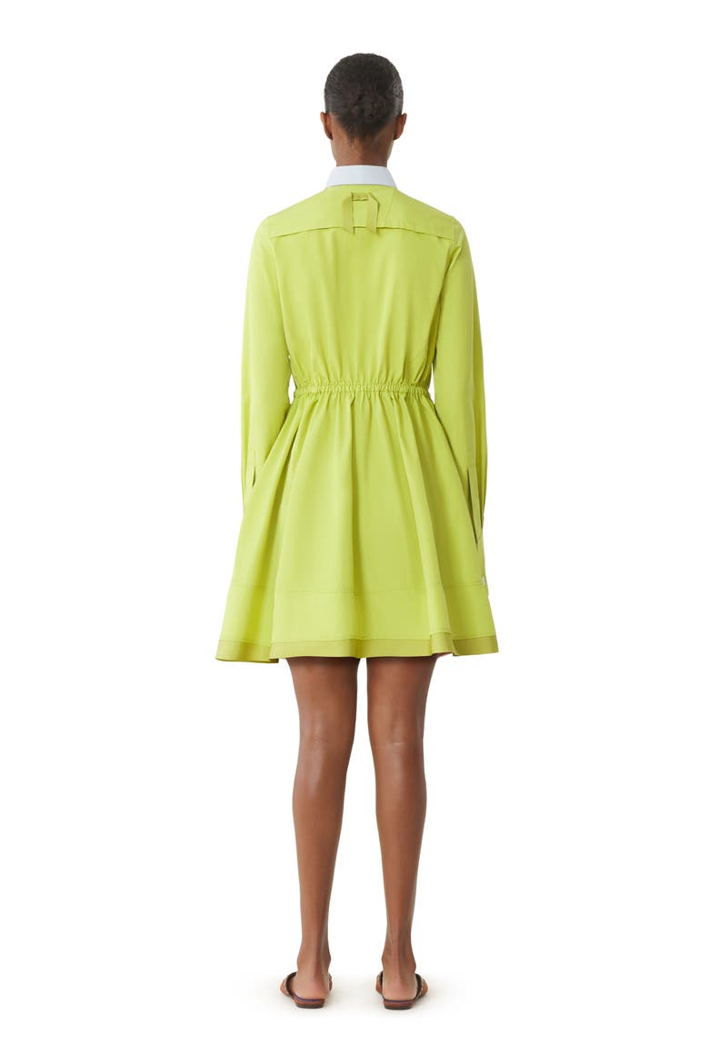 Green Short Shirt Dress In Cotton Poplin, Alternate, color, Absinth Green