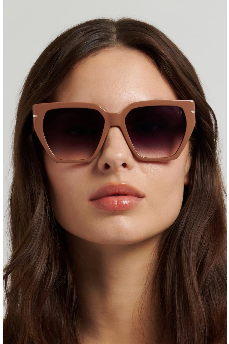 57mm Gradient Square Sunglasses, Alternate, color, BROWN/ VIOLET SF