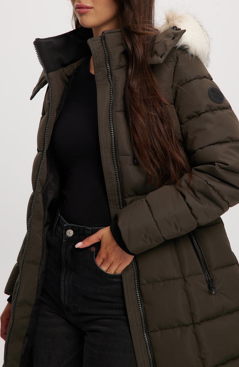 Noize Hannah Faux Fur Trim Hooded Parka, Alternate, color, Forest