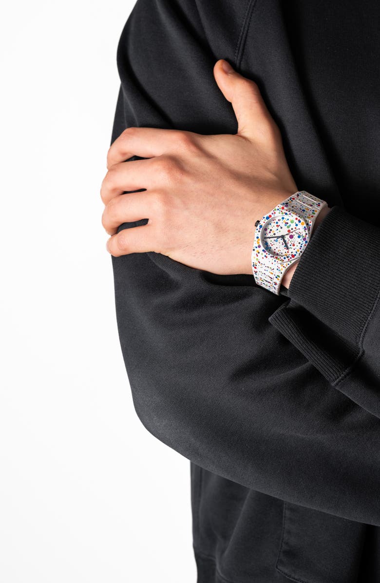 D1 Milano Dot 02 Polycarbon Bracelet Watch, 37mm, Alternate, color, White