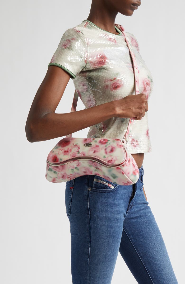 DIESEL<sup>®</sup> Play Faux Leather Shoulder Bag, Alternate, color, Pink/ White