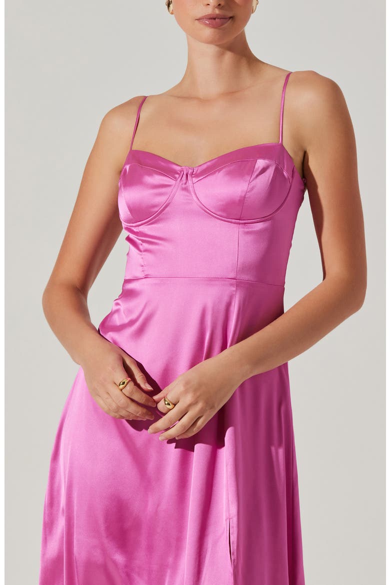 Bustier Satin Dress, Alternate, color, BUBBLEGUM