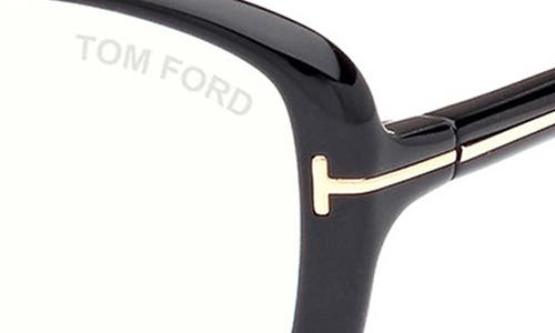 Tom Ford 55mm Butterfly Blue Light Blocking Optical Glasses In Black/t Logo/blue Block