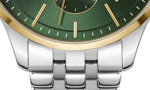Hugo Boss Multi-link-bracelet Chronograph Watch With Green Dial Men's Watches In Silver/green