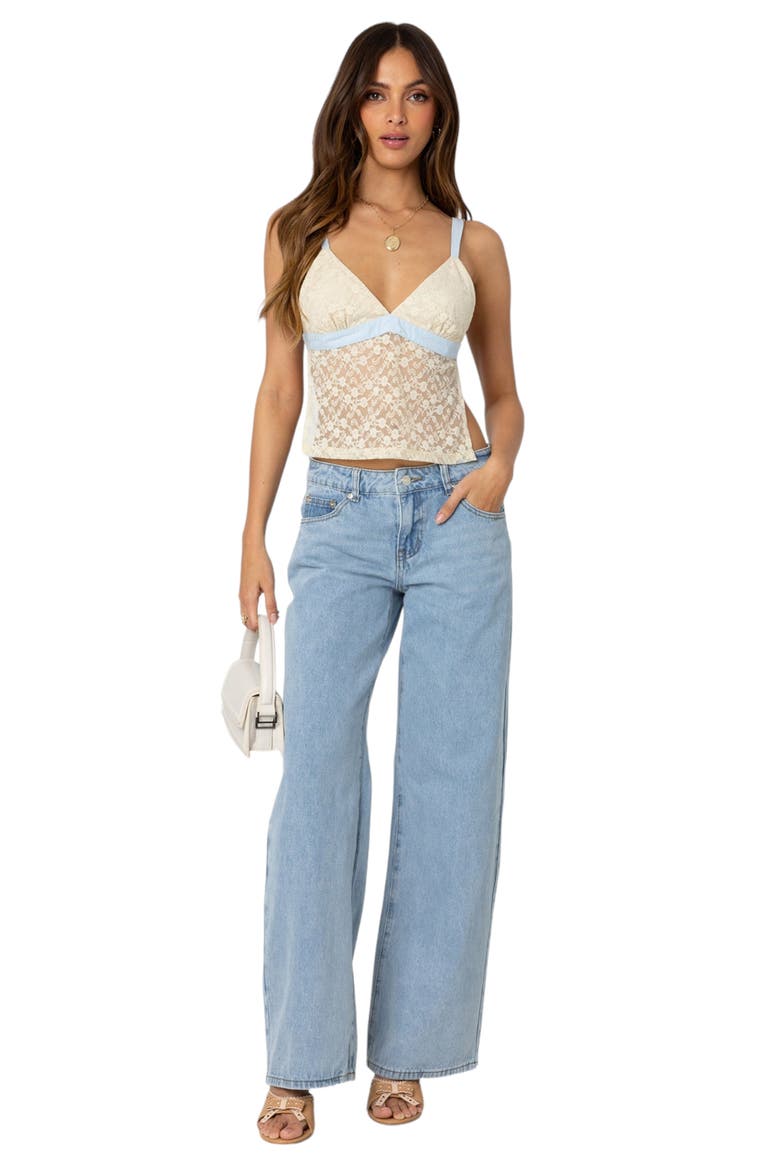 Lace Open Back Crop Camisole, Alternate, color, CREAM