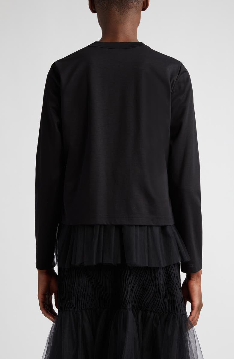 Noir Kei Ninomiya Tulle Detail Cotton Ponté Cardigan, Alternate, color,