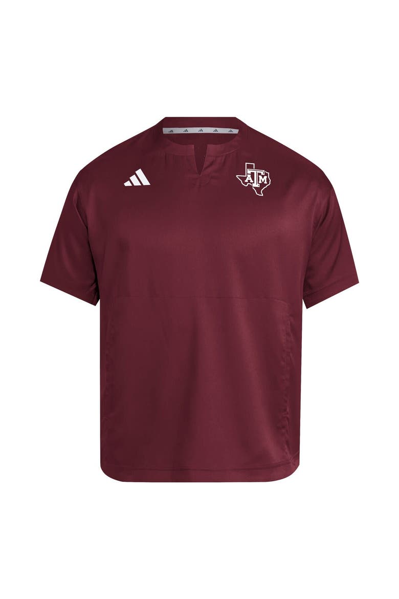 Men's adidas  Maroon Texas A&M Aggies Dugout Coaches Adizero Notch Neck Pullover Top, Alternate, color, Maroon