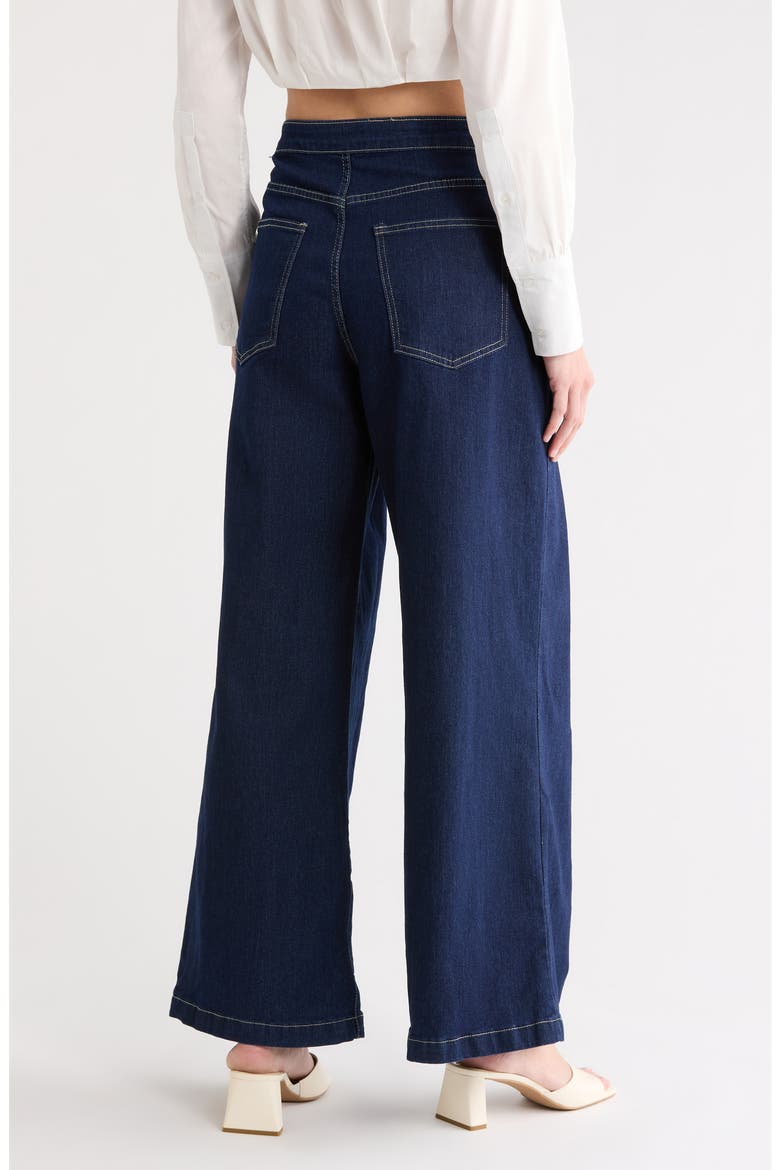 Pleated Wide Leg Jeans, Alternate, color, DARK WASH