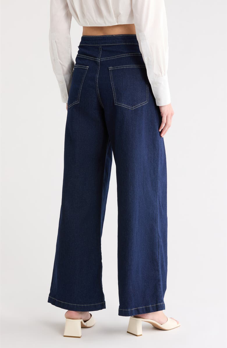 Vigoss Pleated Wide Leg Jeans, Alternate, color, Dark Wash