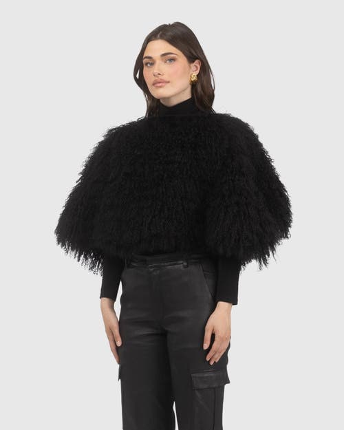 Gorski Select Mongolian Lamb Shawl In Black