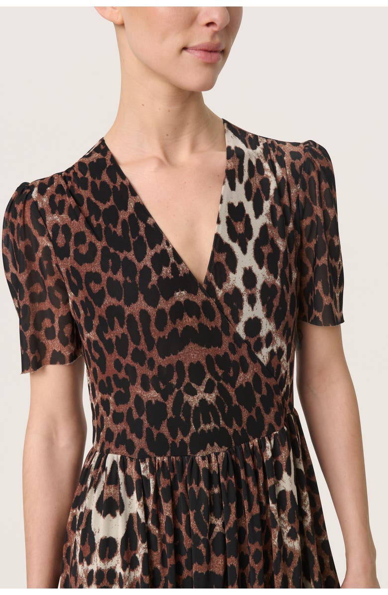 Soaked in Luxury SLAldora Short Sleeve V-neck Wrap Dress, Alternate, color, Leopard Pattern