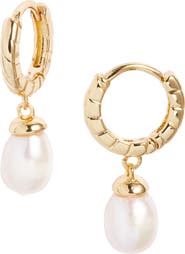 Nordstrom Demi Fine Freshwater Pearl Drop Hoop Earrings