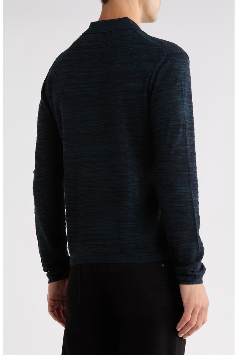 Hughs Long Sleeve Marl Stitch Polo, Alternate, color, OILED BLUE