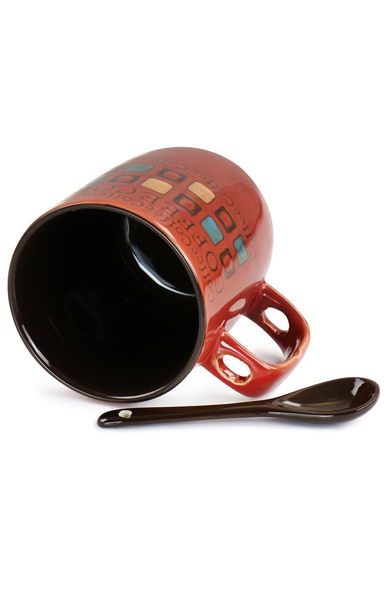 Mr. Coffee Cafe Americano 8 Piece 13oz Ceramic Cup and Spoon Set, Alternate, color, Blue