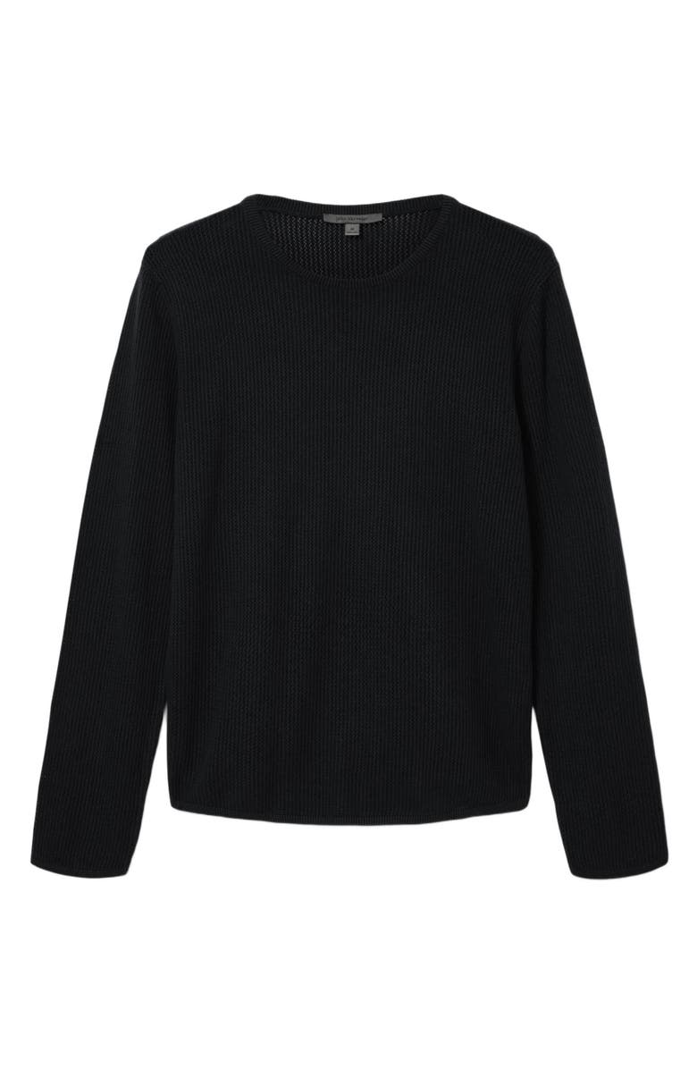 John Varvatos Montclair Mesh Stitch Organic Cotton Blend Sweater, Alternate, color, Black